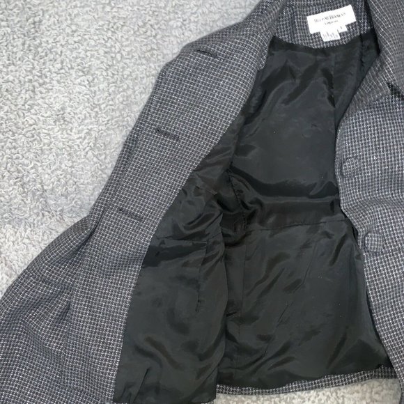 Vintage 90s Helene Berman Tweed Jacket Bell Sleeve Empire Waist Size L Grey Rare - Picture 6 of 8